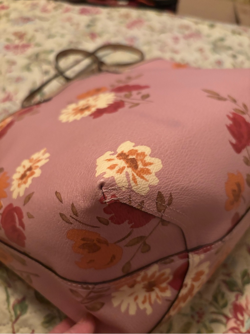 Coach Peony Floral print Tote with Tan Trim - Picture 8 of 16
